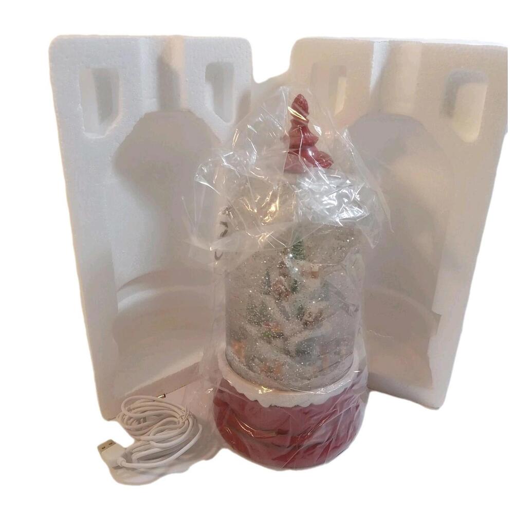 Valerie Parr Hill Snow Globe Red Multi Christmas Village Scene AC/DC Adapter - Picture 3 of 9